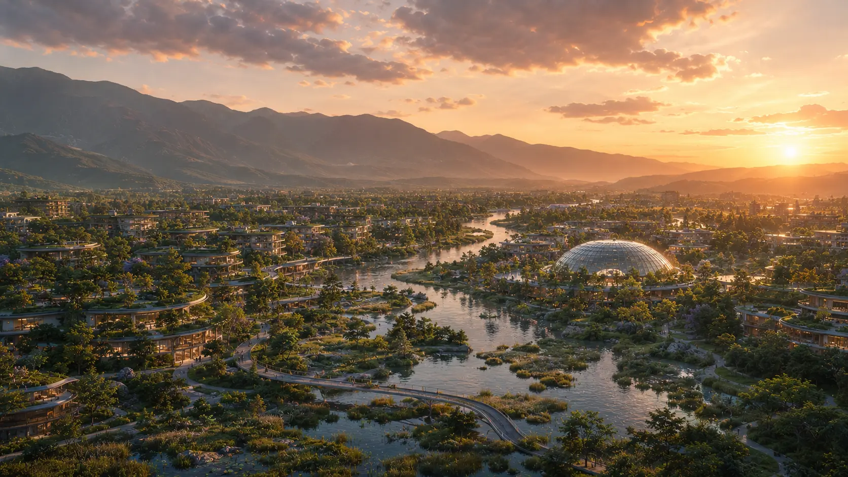 A green, nature-filled vision of a future city